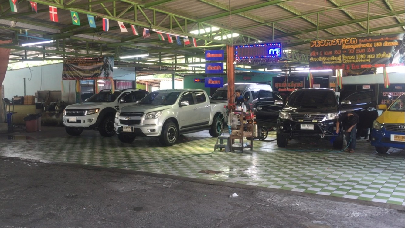 Business is good at the local car washes after Songkran finally finishes.