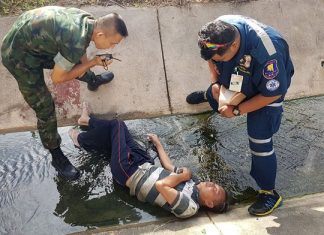 Sailor injured falling into sewer