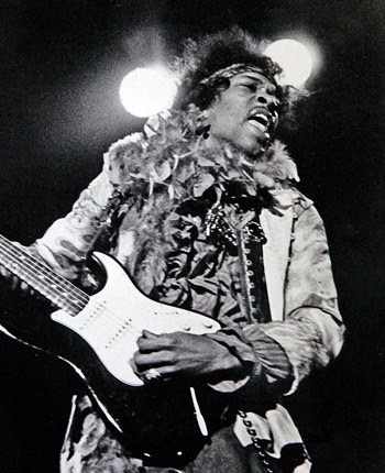 Jimi Hendrix performs at the Monterey Pop Festival in Monterey, Calif., June 18, 1967. (Monterey Herald via AP)