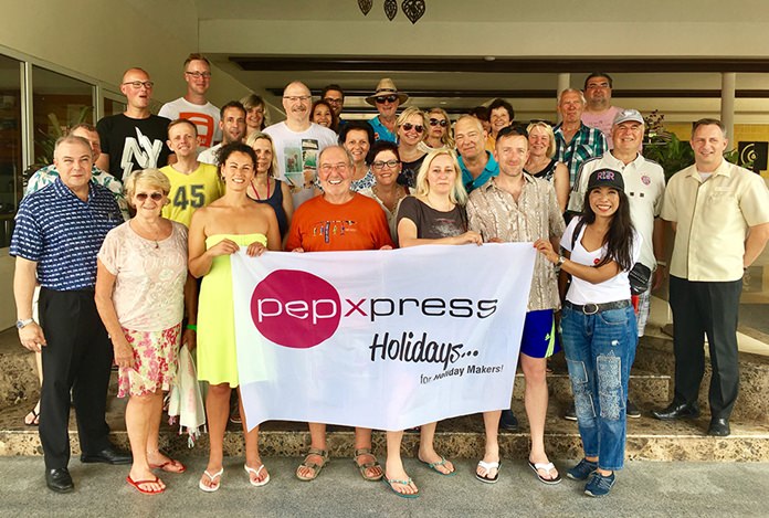 The group is seen here during the inspection of the Thai Garden Resort where the group was staying and where they were shown all the facilities of the resort by General Manager Rene Pisters (first row left) and Hotel Manager Danilo Becker (first row, right).