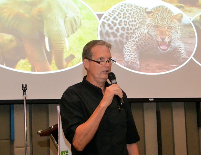 Member George Wilson introduces his photo presentation covering his recent 15 day African Safari Trip. He then provided a very entertaining and informative narrative to accompany the many photos.