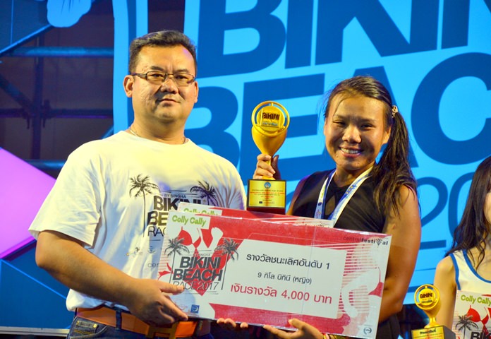 Jarin Phatamas (right) won the women’s 9km bikini run and mini-marathon.