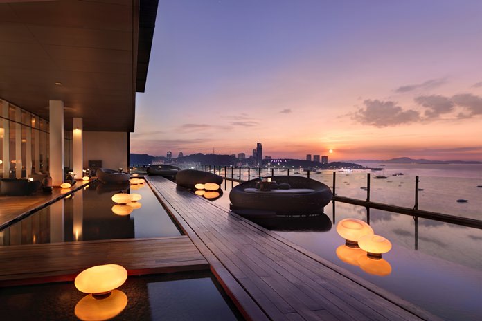 An evening view from Drift, part of Hilton Pattaya’s award winning hotel.