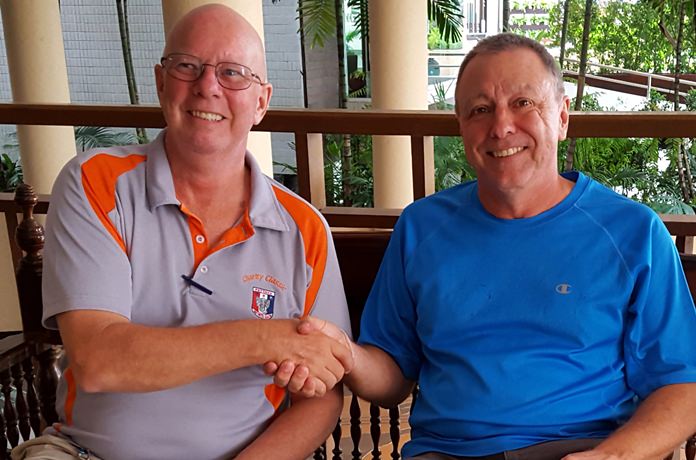 Brian Parish (left) with Tom Herrington.