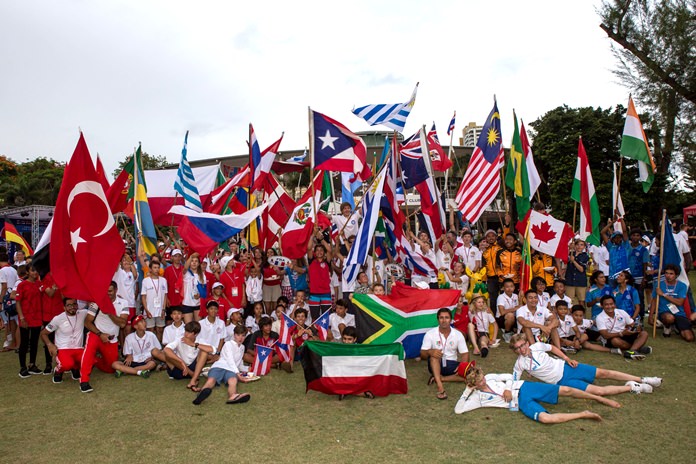Sailors from 62 countries join together at the opening ceremony of the Optimist World Championship 2017, Wednesday, July 12.