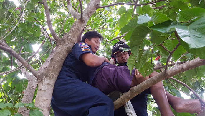 Paramedics stopped an elderly man from hanging himself in Sattahip.