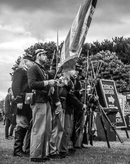 Union and Confederate troops re-enact the Battle of Bull Run.