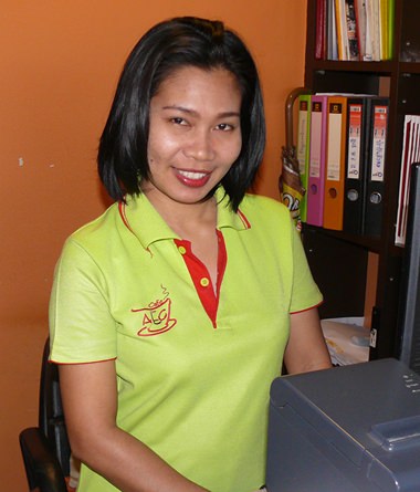 The happy cashier.