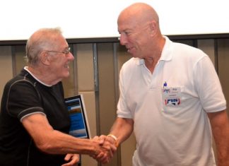 After giving Tweed Harris the PCEC’s Certificate of Appreciation, MC Roy Albiston commends him on a very entertaining and interesting presentation about his career.