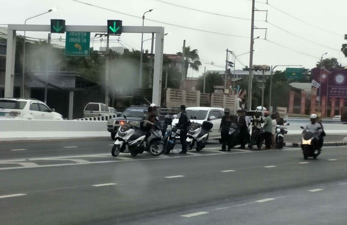 Traffic police are stationed at each entrance to the new tunnel and are stopping bikers and writing 1,000-baht tickets that must be paid at the Pattaya Police Station.