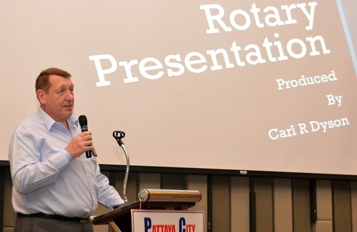 Brian Songhurst, President of the Rotary Club Eastern Seaboard, does the introduction for their Club’s presentation to the PCEC.