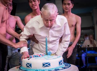 Time to blow out candle on the cake!