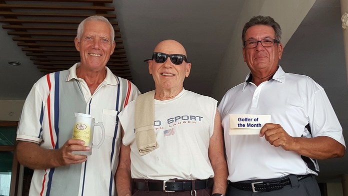 Gordon Clegg (left) and John Pierrel (right) with Bill Jones of BJ’s Holiday Lodge.