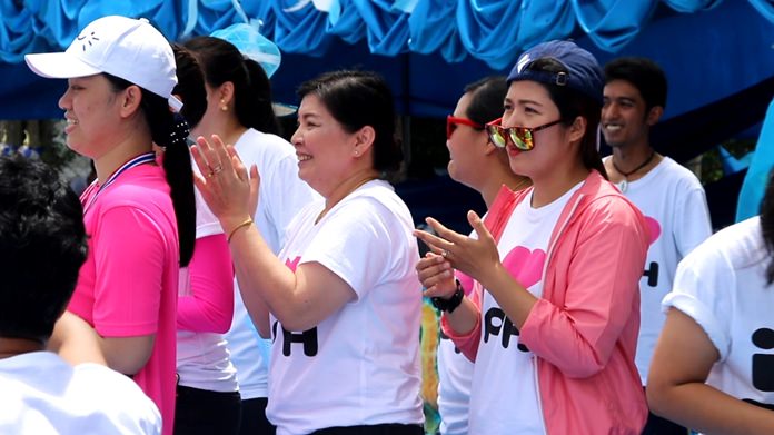 Participants smile during the Bangkok Hospital Pattaya Sports Day.