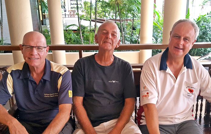 B Flight top three: Brian Gabe, Mick Coghlan and Nigel Perry.