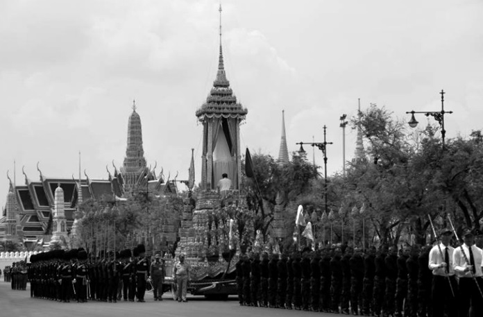 A rehearsal of the royal cremation procession is performed in Bangkok, Saturday, Oct. 7.