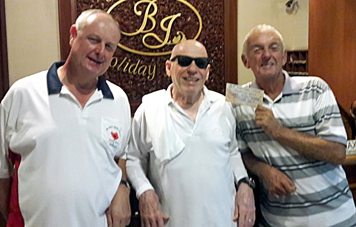 Nigel Perry (left) and Mick Coghlan (right) with Bill “BJ” Jones.