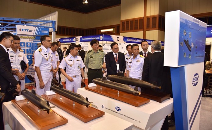 Models of advanced submarines were on display at the Dusit Thani Hotel.