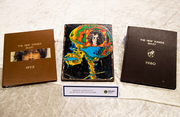 Diaries of John Lennon from the years 1975, 1979 and 1980 were some of the items recovered by German police. (AP Photo/Markus Schreiber)
