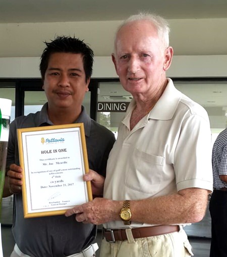Joe McArdle (right) - hole in one on Tuesday.
