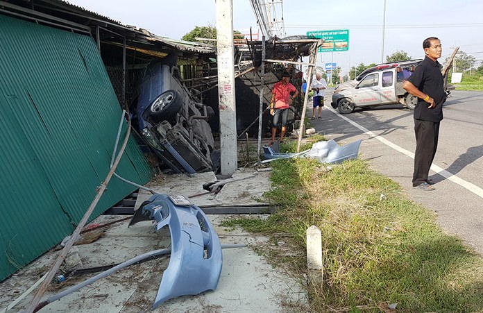 Supachai Kutho was injured but survived when he flipped his car in a single-car accident in Sattahip.