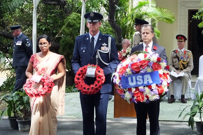 A representative of the Indian Embassy, and the USA Ambassador H.E. Glyn T Davies, with defence attaché.