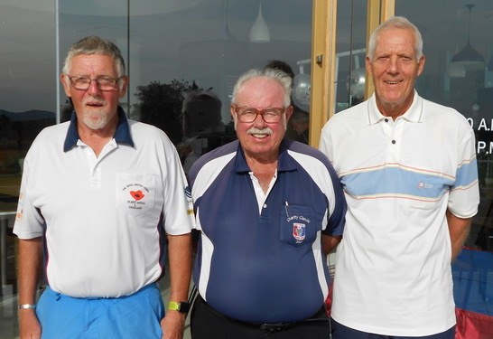 Arne Pedersen (left) and Gordon Clegg (right) with Dave Richardson.