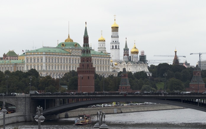 This Sept. 29, 2017 photo shows the Kremlin in Moscow. Scores of U.S. diplomatic, military and government figures were not told about Russia-linked attempts to hack into their emails, even though the FBI knew they were in Moscow’s crosshairs, The Associated Press has learned. (AP Photo/Ivan Sekretarev, File)