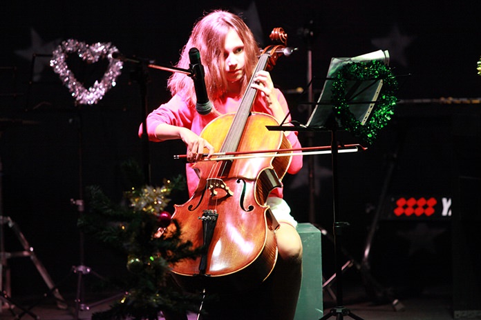 A young cellist played expertly.