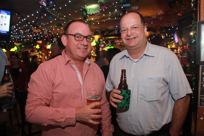 Mark Bowling, Chairman of BCCT Eastern Seaboard with Greg Watkins, Executive Director of BCCT seem pleased with the attendance at Jamesons.