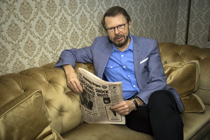 Bjorn Ulvaeus, former band member of the group ABBA, poses for photographers in a recreation of the Brighton hotel suite where the group celebrated their 1974 Eurovision Song Contest Victory. (Photo by Vianney Le Caer/Invision/AP)