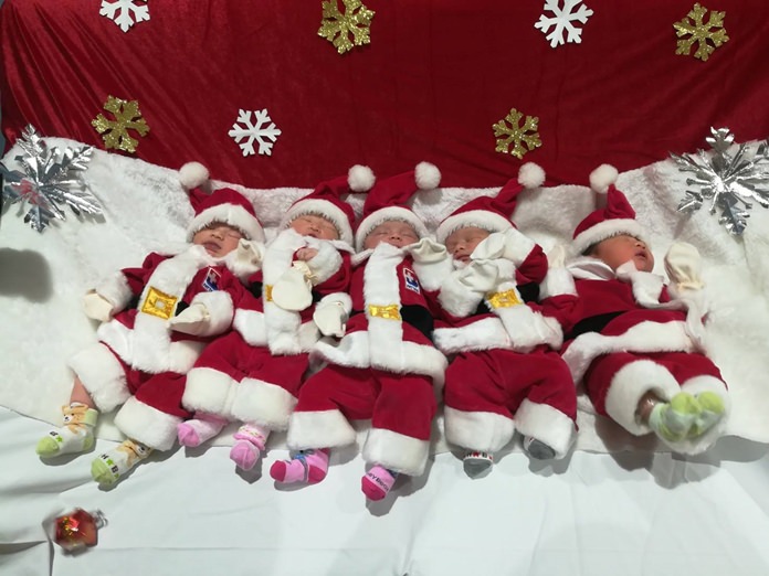 Bangkok Hospital Pattaya found Santa outfits in sizes to fit newborns.