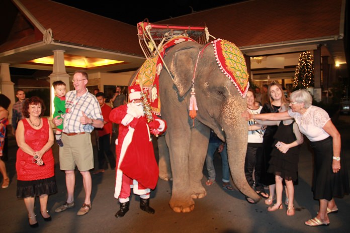 Thai Garden Resort featured Santa delivering gifts and blessings on an elephant.