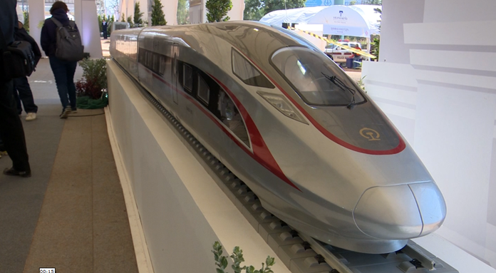 A model of a train is shown during a groundbreaking ceremony for Thailand’s first high-speed rail link in Nakhon Ratchasima, Thursday, Dec. 21.
