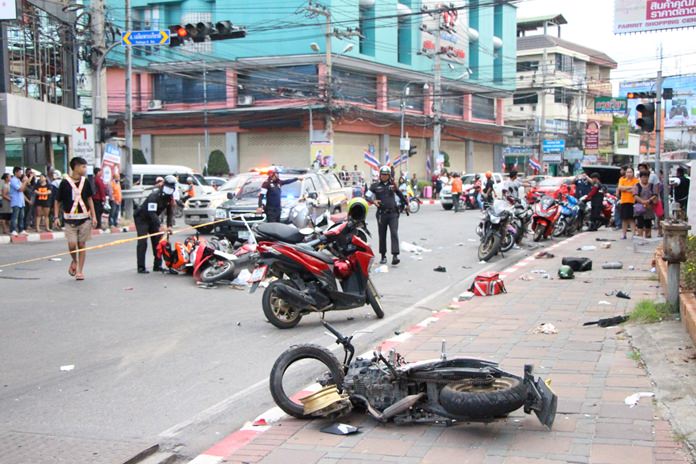 Two people were killed and 11 injured when a motorist suffered a seizure and plowed his pickup truck through a South Pattaya intersection.