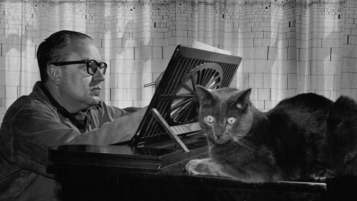Alberto Ginastera and his cat.