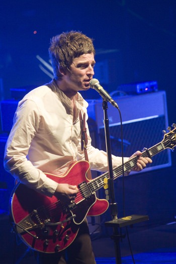 Noel Gallagher is shown performing at the Razzmatazz festival in Barcelona, Spain. 