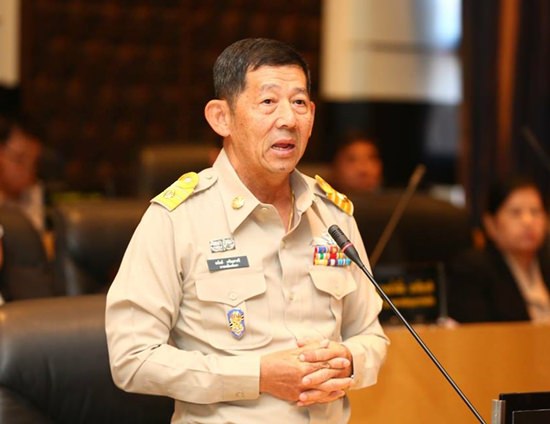 Mayor Anan Charoenchasri announces funds have been allocated for Pattaya to build a drainage tunnel along the railway-parallel road to mitigate flooding.