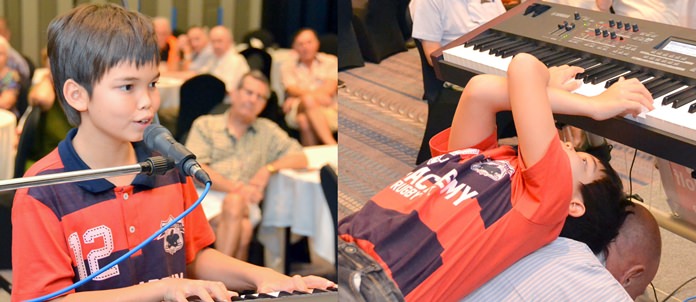 Ben Rudolf, a child prodigy, followed Marcus Tristan and Bertil Goldberg, with a solo performance singing some popular songs. He then demonstrated his versatility on the keyboard, by lying on his back and playing Jingle Bells on the keyboard to the delight of his PCEC audience.