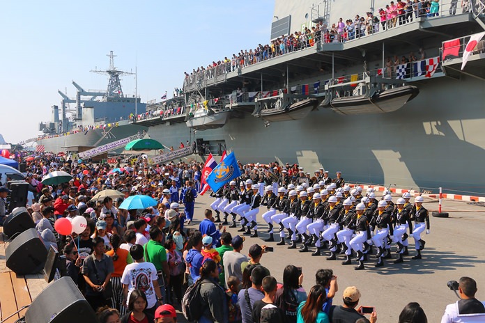 Trained soldiers put on a display at Sattahip Naval Base.