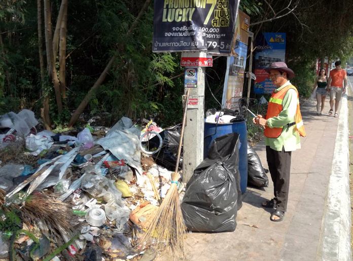 A private company hired by Pattaya to keep Pratamnak Hill’s street clean is appalled at the amount of litter they are finding.