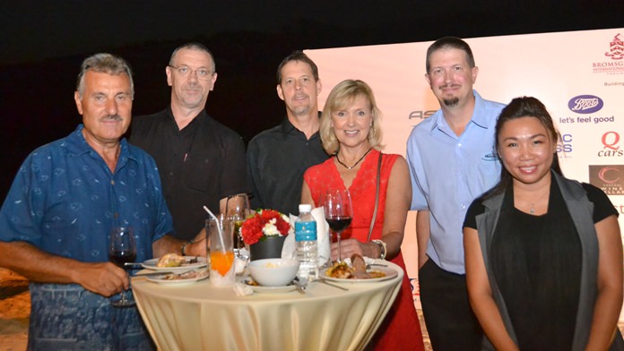 (L to R) Michael Diamente, Director of Operations at Reired, David Nichols, Executive General manager of Huf Hulsbeck & Furst GmbH & Co.KG Thailand, Mark Grieger, Diane Stracssle, Bryan Bowman, General Manager of TECHNI Waterjet Co., Ltd., and Prutikun Chaifoo.