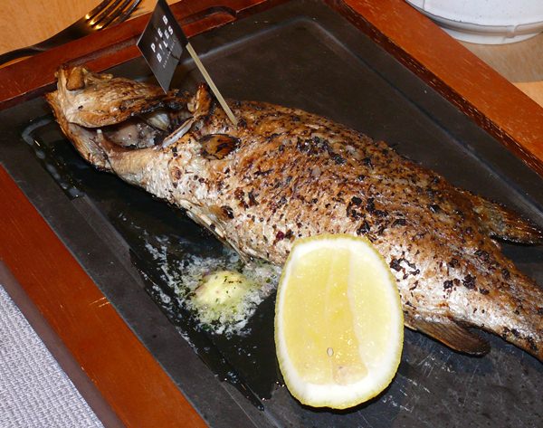 A grilled seabass for Madame.