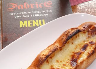 A very filling hot dog cheese baguette.