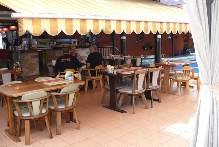 Pleasant dining under the awning.