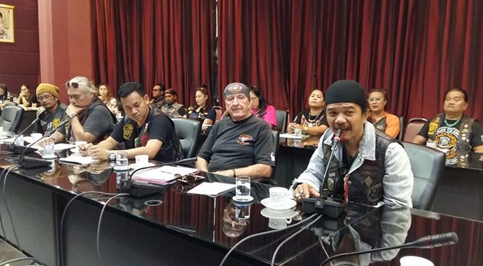 Prasan Nikaji, president of the Burapa Motorcycle Club, meets with city hall officials in preparation of the 21st Burapa Bike Week.