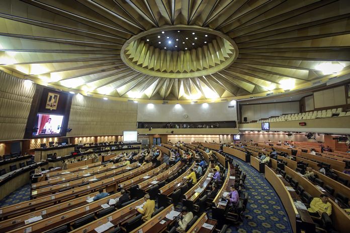 Members of the National Legislative Assembly meet at parliament in Bangkok, Thursday, Jan. 25. (AP Photo)