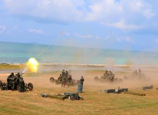 The navy’s Air and Coastal Defense Command fires up the big guns for their annual anti-aircraft weapons drill.