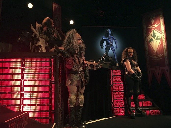 ‘Klingon ambassadors’ hold a presentation of Klingon culture at a theater in Stockholm, Saturday, Feb. 3. (AP Photo/David Keyton)