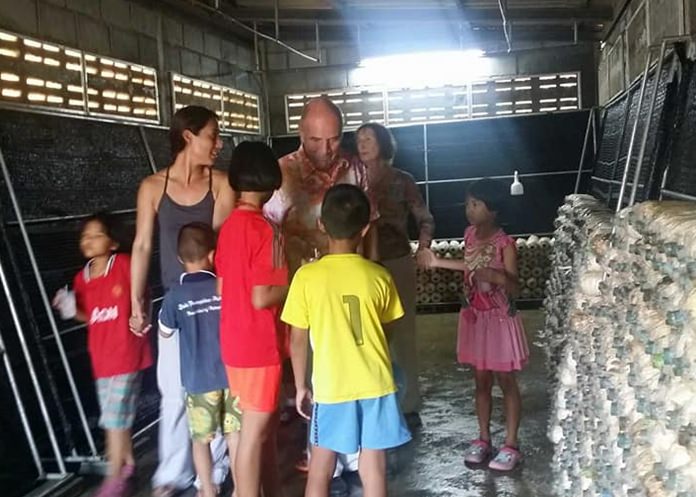 The visitors are also shown the mushroom farm.